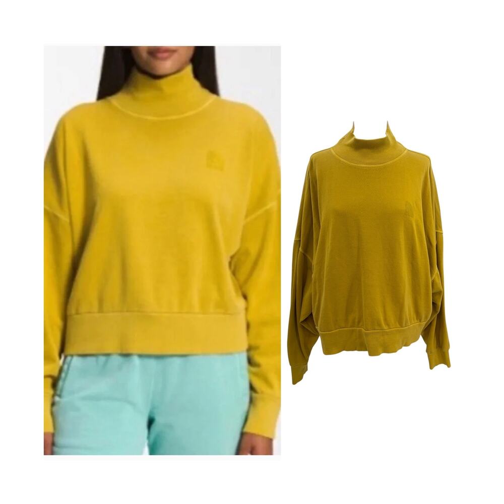 The North Face Garment Dye Mock Neck Pullover Sweatshirt Mineral Gold Size XXL